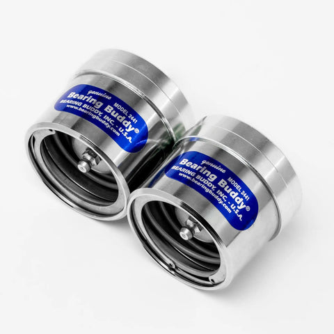 Chrome Plated Wheel Bearing Protectors With Automatic Pressure Relief And Protective Bra For Boats Campers And Utility Trailers Keeps Your Hubs Locktight And Ready For Long Haul Rigs And Weekend Water Trails Model 2441 close-up view