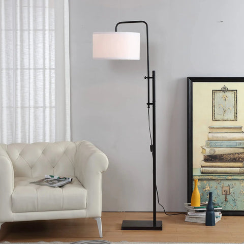 Mid Century Modern Floor Lamp With Ultra Stable Heavy Base And LED Lighting For Bedroom Living Room Or Office in sleek black