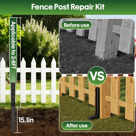 Kickass Heavy Duty Fence Post Repair Kit 2 Pack Rock Solid 8mm Double Layer Steel Post Anchor For Wood Posts 13 Gauge seamless comparison