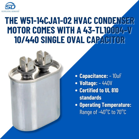HVAC Condenser Motor One Quarter HP 1 Phase 1075 RPM 208 To 230 Volt Replacement With Single Run Capacitor