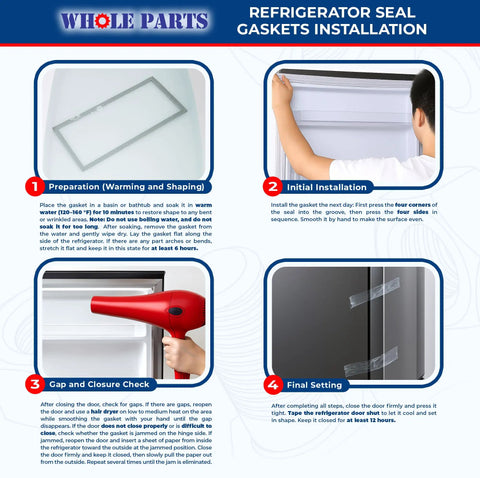 Installation guide for Upgraded Refrigerator Door Gasket For Freezer Door With Magnetic Strip Inside W10443315 Replacement Part