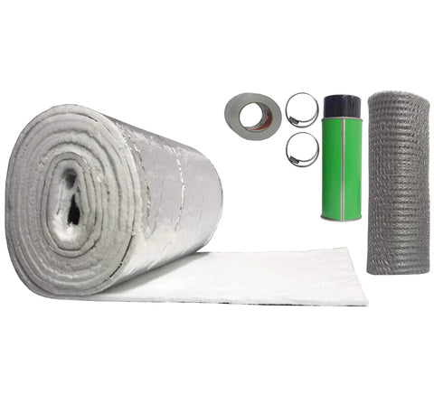 Smooth Wall Chimney Liner Insert Kit, 8 Foot By 15 Foot Flexible Stainless Steel Flue Pipe With Premium Quilted Blanket Insulation components.