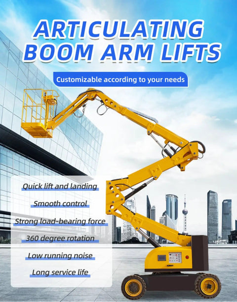 Self Propelled Telescopic Boom Lift Job Site Workhorse For High Reach with articulated boom arm for precise control.