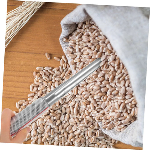 Pro Grade Portable Stainless Steel Grain Sampler With Rubber Grip For Fertilizers And Seeds Precise Sampling For Agriculture And Food Testing Easy To Use And Durable Probe in use with grains