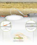 12 Pack Ultra Thin 6 Inch LED Recessed Lights With Junction Box, 5 CCT Selectable, Canless installation details