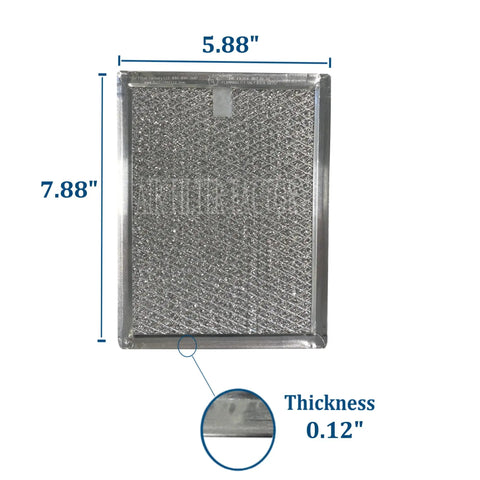 Microwave Grease Filter Replacement For FGMV174KFA, 12 Layer Aluminum Mesh Vent Filter, Made In USA, dimensions displayed