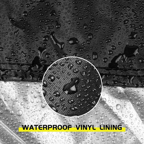 Close-up of waterproof lining on Boss Level Heavy Duty Table Saw Cover for Bosch 10 Inch Saws With Wheeled Stand and Dewalt Rolling Tables.