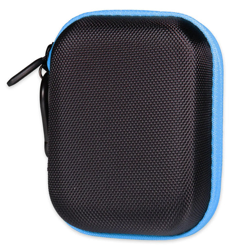 Travel Ready Protective Case For MiLESEEY DT20 Laser Tape Measure 3-In-1 130FT Distance Meter, compact black PEVA case with blue trim