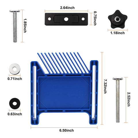 All Purpose Featherboard For Table Saws And Router Tables Offering No Sweat Mounting with blue base and guide finger setup.