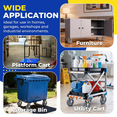 Wide application of Badass Ultra Heavy Duty 8 Pack 5 Inch Caster Wheels Replacement Kit in platform, furniture, storage, and utility carts.