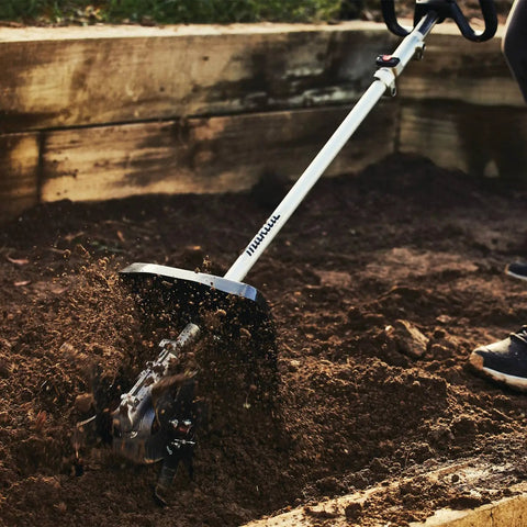 KR401MP Cultivator Couple Shaft Attachment For Power Head Compact 9 Inch 6 Tine Steel Blade in soil rejuvenation