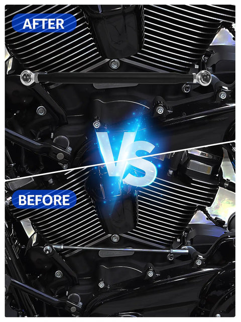 Aftermarket Aluminum Shift Linkage For Harley Davidson Motorcycles Tighten Up Shifts For Smoother More Precise Gear Changes Durable Black Finish Polished Aluminum Shifter Linkage Upgrade To Boost Performance And Ride Quality, black 12-13 in linkage on V-twin engine