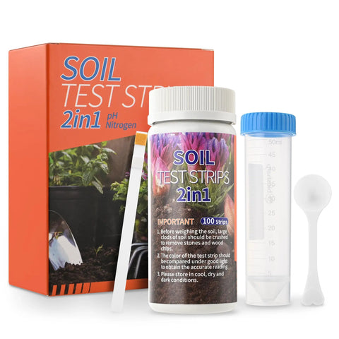 Soil pH And Nitrogen Test Kit 2 In 1 With Test Tubes 100 Count For Garden Lawn Grass Flower Vegetable Compost Nutrients Plants DIY