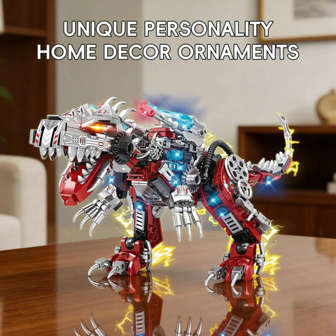 2 In 1 Dinosaur Mech Building Set With 422 Pieces Transforming T Rex Robot For Adults And Teens on a table