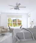 Industrial 52 Inch Ceiling Fan With Light Kit For Indoor And Outdoor Spaces Pull Chain Control Five Dual Finish Blades