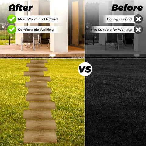 Before and after of patio with Concrete Molds 2 Pack Walk Path Paver Molds 23.42 x 7.48 x 1.77 Inches Stepping Stone Forms