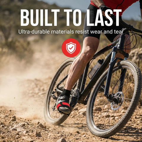 Cyclist on rocky terrain showcasing durability of bike, highlighting built to last design