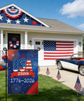 250 Anniversary USA Garden Flag Double Sided Waterproof 12x18 Inch Patriotic Yard Sign Commemorating 1776 2026 With HD Printing in front of house