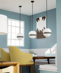 Pan 1 Light Pendant In Black With Round Milk Glass Shade And Black Stripes For Modern Home Lighting, Schoolhouse Globe Style With 11.375 Inch