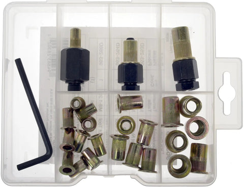 Rivet Nut Tool Kit With 26 Pieces M5 M6 M8 Rivet Nuts And Installation Driver Handy Tray Included
