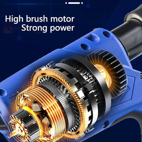 Close-up of high brush motor showing strong power feature of Super Heavy Duty Rechargeable Battery Operated Hydraulic Cable Cutters.