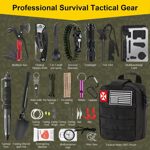 All In One Survival First Aid Kit 248 Pcs With Go-To Tactical Gear Emergency Trauma Medical Supplies In A Durable MOLLE Pouch