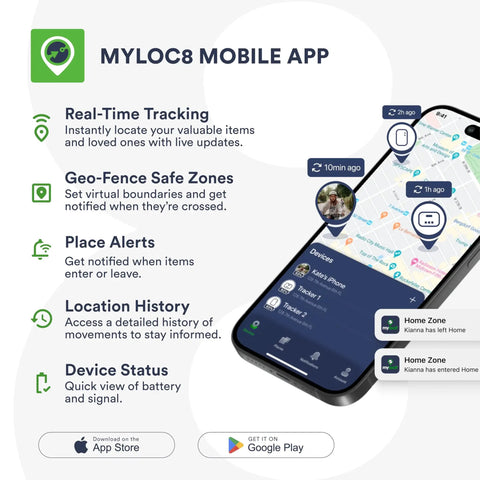 No Stress Gps Locator And 4G Tracker For Keys Wallet Luggage And Little Ones Featuring Live Position Updates Splash Proof Housing And Pre Installed Sim Card mobile app interface showing tracking features.