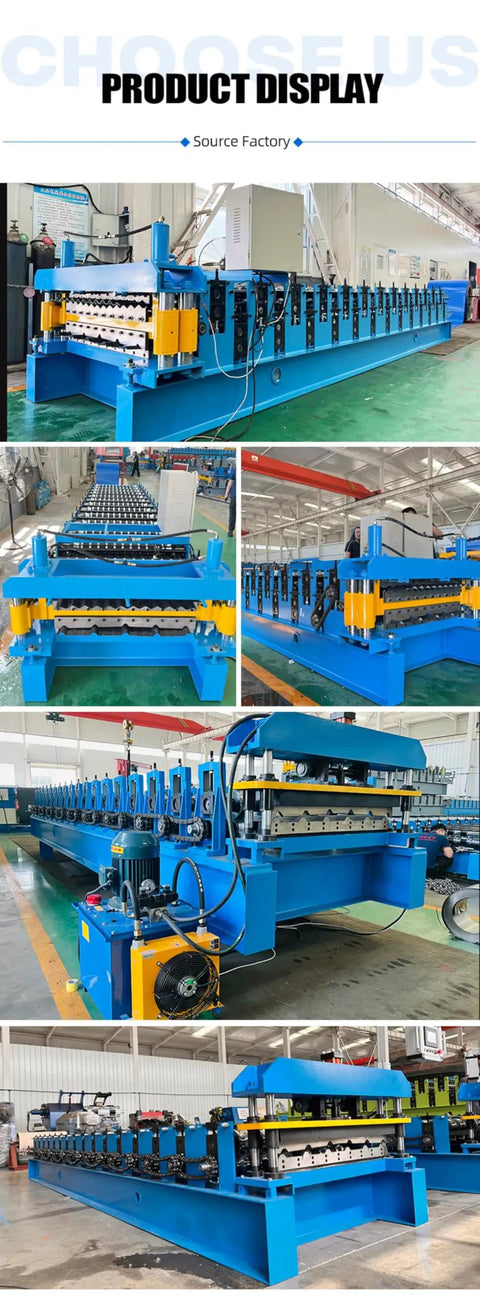 High Speed Color Steel Roof Panel Roll Forming Machine For Fast Roofing Sheet Production, heavy-duty blue steel machine in factory