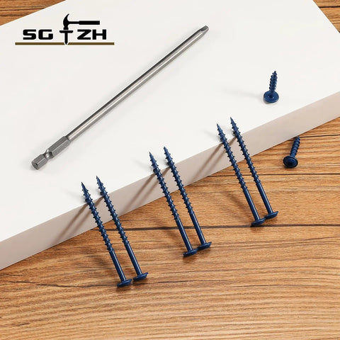 Pocket Hole Screws Size Eight By One And A Half Inch, 316 Pieces, 2 lb Box, Carbon Steel Blue Washer Head Coarse Thread