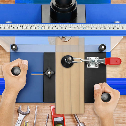 Rail Coping Sled For Router Table With R1/8 Inch R3/16 Inch R5/16 Inch Roundover Bits, adjustable sled in use on wood board