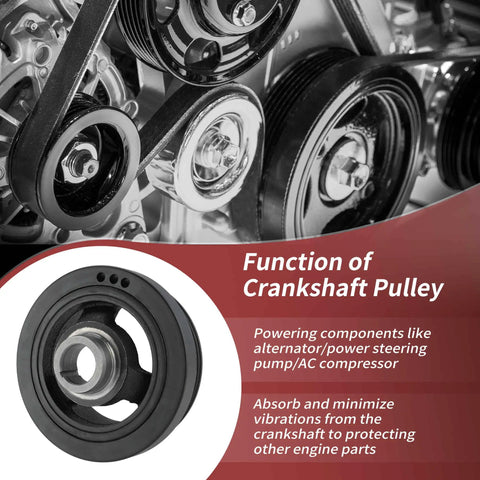 Engine Harmonic Balancer Crankshaft Pulley 7 Groove For Nissan Frontier 2005-2019 4.0L V6 shown with belt system diagram