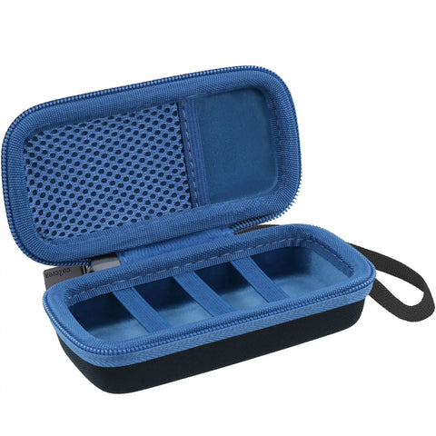 Blue Hard Case For Bosch GLM100-23 And GLM165-40 Distance Measure, Protective EVA Shell Travel Box, Shockproof And Dustproof, Keeps Your Laser Distance Meter Safe And Ready To Roll. Open blue EVA hard case with mesh lid and strap