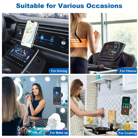 Vacuum Magnetic Car Phone Mount With 360 Degree Rotating Holder Strong Magnetic Grip For Car Gym Mirrors And Smooth Surfaces