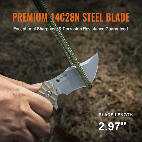 EDC Pocket Knife With 2.97 Inch 14C28N Blade, G10 Handle cutting rope outdoors