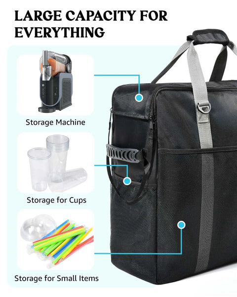 Ninja Slushie Machine Carrying Bag FS301 FS300 with front pockets for storage of cups and small items, durable black design