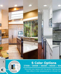 Kitchen interiors showcasing 6 Inch Ultra Thin LED Recessed Light with J-Box 12W Color Temperature Selectable 2700K to 5000K.