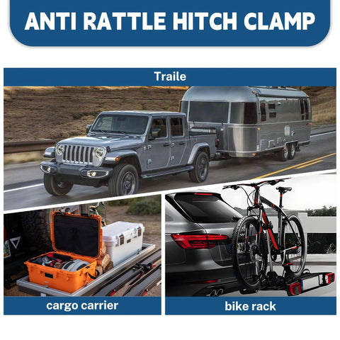 Anti Rattle Hitch Clamp 2 Inch Universal Fit With Silencer Pads Rustproof And Corrosion Resistant Reduces Trailer Vibration Easy Install Keeps Cargo Secure During Tows