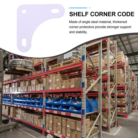 Image of shelving unit with 8 Pack White Steel Flat Corner Brackets For Shelving Units Triangular Design For Beefed Up Stability
