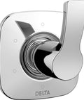 Shower Faucet Trim Kit Chrome Finish With Metal Lever Handle, Three Individual Positions And Three Shared Positions, Trim Only, Modern Divergent Design.