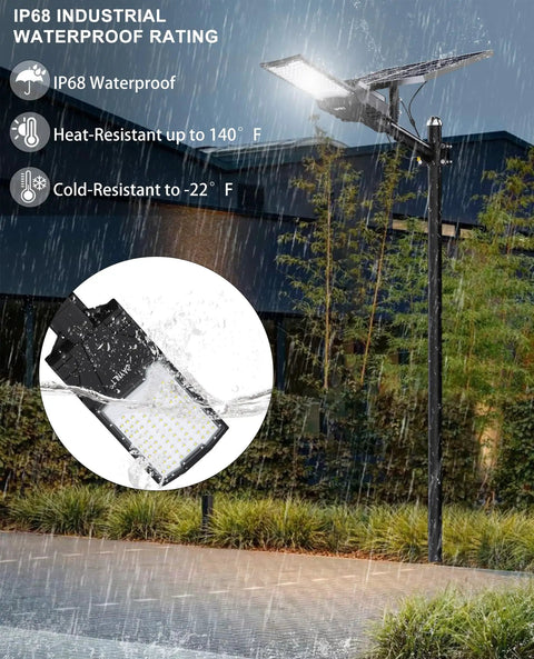 Ultra Bright 10000W Solar Street Lights Outdoor For Parking Lots And Yards 6500K Dusk To Dawn IP67 Waterproof Flood Lamps