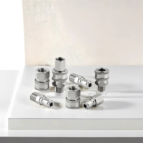 Raincovo 3/8 in stainless steel pressure washer quick-connect fittings set, 8 pieces