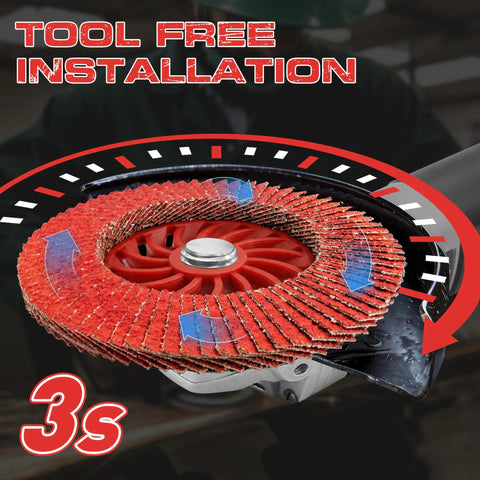 Ceramic Flap Discs for Angle Grinder 4 1/2 Inch 5/8-11 Type 29 Beefy Heavy Duty Grinding and Sanding Discs mounted on grinder