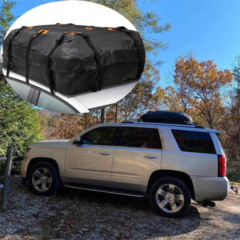Heavy Duty Car Roof Cargo Bag With Upgraded Water Resistant 600D Fabric And Reinforced Seams on SUV
