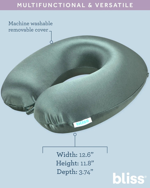 U Shaped Satin Travel Neck Pillow Set With Eye Mask For Flights And Road Trips Contoured Memory Foam Support Plush Comfort Lightweight And Cozy Must Have Travel Accessory For Total Neck Relaxation, machine washable removable cover, 12.6 x 11.8 x 3.74 in