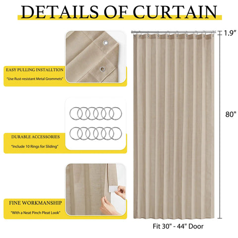 Linen Door Curtain 80 Inch Length For Doorways And Rooms Privacy On Point And Light Filtering Perfect Room Divider taupe color.