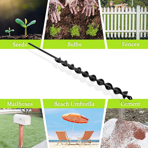 1.2 Inch By 24 Inch Planting Auger Drill Bit With 24 Inch Long Handle For Easy Garden Digging