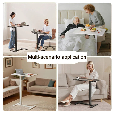 Mobile Standing Desk With Wheels Height Adjustable Pneumatic Laptop Desk Overbed Table For Home Office And Classroom Black 28.3 To 42.7 Inches used for various activities