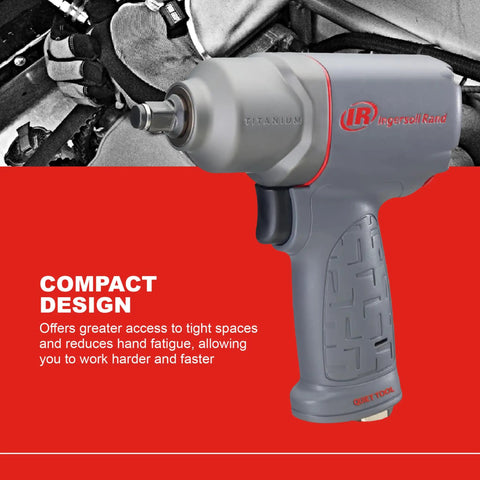 Heavy Duty Half Inch Air Impact Wrench With Titanium Hammer Case For Serious Torque And A Low Vibe Build highlighted in compact design image.