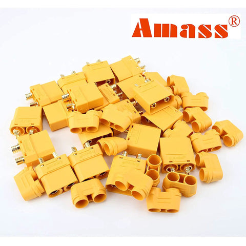 XT90 Bullet Connectors 10 Pair Set For RC Lipo Batteries And Motors, Male And Female Power Plugs in pile