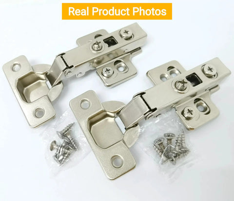 2 Pack Full Overlay Soft Close Cabinet Hinges For Frameless European Kitchens Clip On 35mm Cup 3D Adjustment Nickel Plated